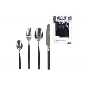 Menagere 16 pieces inox manc noir ITOJE