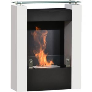 Homcom Cheminée bioéthanol design co 60x20x79cm Blanc