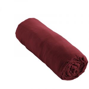 Image de Drap housse double gaze de coton luxe 160 x 200 cm Gaia Bordeaux