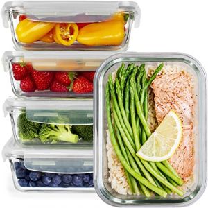 GOOD FOR YOU Boîtes-repas en verre lot de 5 - récipients avec fermeture à clic - conteneurs de nourriture étanches - boîtes de re