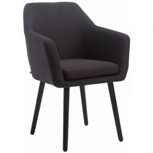 CLP Chaise De Salle A Manger Retro Utrecht en Tissu I Rembourr&eacute;e I Chaise Design Scandinave avec Accoudoirs Et Dossier Noir, Noir