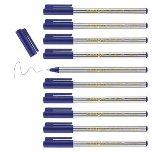 Edding 89 Feutre fin - Bleu - 10 stylos - Pointe ronde extra-fine,3 mm - Feutre fin pour une écriture fine et précise, pour souligner, dessiner - pour le bureau, l'école et la maison