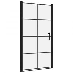 Porte de douche salle de bain toilette salle d&rsquo;eau maison int&eacute;rieur verre tremp&eacute; 100x178 cm noir 02_0002010