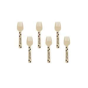 12 Minis fourchettes en bois pois noir