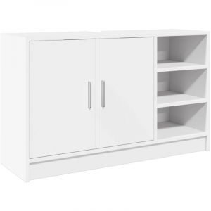 VidaXL Armoire d'évier blanc 90x29x55 cm bois d'ingénierie, armoire de salle de bain, armoire de rangement salle de bain, meuble lavabo de salle de bain