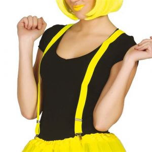 Paire de bretelles polyester jaune fluo adulte - générique 18493