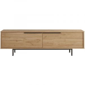 Meuble tv Rebecca Mobili Puka 45x160x35,5 Panneau de particules Fer Chêne clair Gris Foncé Moderne