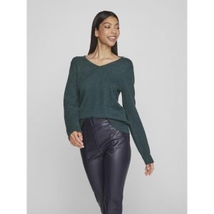 Pull col en v épaules tombantes turquoise Meg