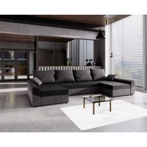 Meublesline Tendencio - Canapé d'angle convertible delio u Gris / Noir
