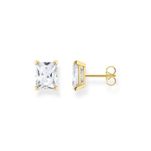 Thomas Sabo Clous d'oreilles pierre blanche or Argent sterling 925, doré or jaune 18 carats Jaune