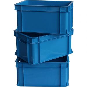 Artecsis 3x Mini caisse rangement plastique Bleu - 11L - 35x24x18cm - Bac plastique - Rangement Bureau Buanderie Cuisine