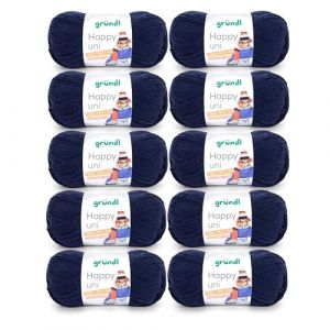 Gründl Laine Happy uni (Fil à Tricoter/Fil à Crocheter Anti-Pilling à 100% en polyacrylique), Fil à Tricoter 10 x 100 g/ 250 m, Marin