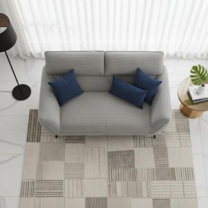 Canapé 2 places moderne avec dossier réglable Ghislain Velours côtelé Gris