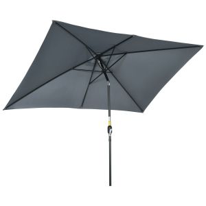 Outsunny Parasol inclinable rectangulaire m&eacute;tal polyester haute densit&eacute; 2,95L x 1,95l x 2,4H m gris fonc&eacute;