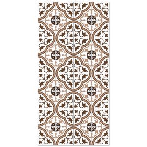 Tapis vinyle carreaux ciments fleur brun 300x200cm
