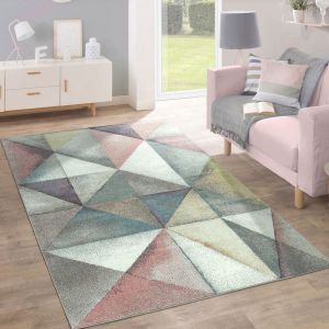 Paco Home - Tapis Moderne Pastel Triangle Design Coloré 60x100 cm