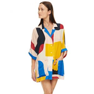 Image de ETAM Chemise de plage hawaii colorblock - Scampi - TU - Ecru - Femme - Taille TU