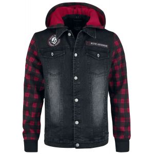 Veste en Jean de Rock Rebel by EMP - Sound Check - S à XXL - pour Homme - noir/rouge