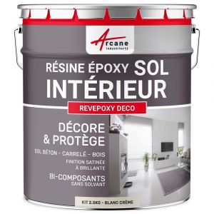 Arcane industries PEINTURE EPOXY SOL - REVEPOXY DECO - Blanc Cassé - Crème - RAL 9001 - 2.5 kg (jusqu'à 12.5 m² en 2 couches)