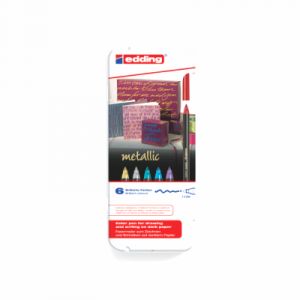 Edding 1200 métallique Boîte Métal de 6 Feutres de Coloriage Largeur de trait : 1-3 mm Assorties