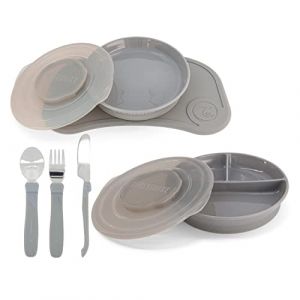 Twistshake Mealtime Tableware Kit - 1x Napperon, 1x Assiette, 1x Assiette avec S&eacute;parateurs, 3x Couverts, 6 Mois et +, Unisexe