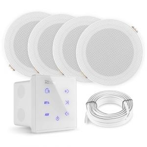 Power Dynamics Powerline A100W Pack Amplificateur Mural avec 4 Enceintes de Salle de Bain - 160 Watts