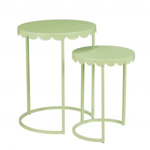 Mica Decorations Table d'appoint Lara - Lot de 2 - H51 x Ø40 cm - Métal - Vert Menthe