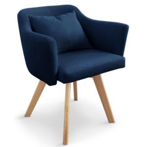 Image de Chaise fauteuil scandinave en tissu Dantes Coloris Bleu