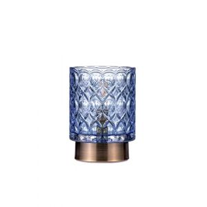 Image de Pauleen 48242 Chic Glamour Lampe de table mobile en verre avec fonction minuteur Batterie 6H Sans câble Bleu/laiton