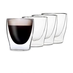 Feelino - Verre à double paroi by Klarstein duos - set de 4 - pour expresso - thé - 80 ml - Transparent