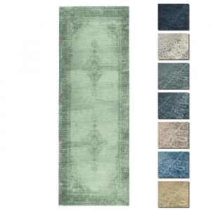 Tesso Living - Tapis Vintage - Lavable - Antid&eacute;rapant - Vert - 80x290cm