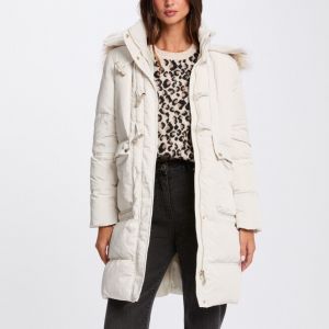 Morgan Doudoune longue capuche ivoire femme - Taille 40