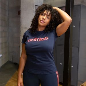 Image de Adidas T-shirt W E LIN SLIM T Bleu - Taille M,L