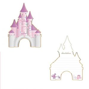 8 CARTONS INVITATIONS PRINCESSE 17X13CM ROSE Rose