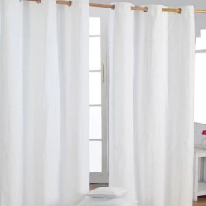 Paire de rideaux à oeillets Uni Blanc C é 100% coton 117 x 137 cm