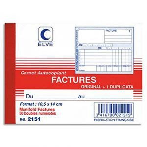 Visiodirect Lot de 10 Manifolds autocopiant facture format 10,5x14cm, 50 feuillets dupli