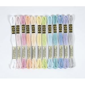 Image de Dmc Assortiment de fils Moulin&eacute; Sp&eacute;cial 117MC - Coloris Pastels, 100% coton - 12 &eacute;chevettes de 4 m&egrave;tres | Fil &agrave; broder, id&eacute;al point de croix, bracelet br&eacute;silien, loisirs cr&eacute;atifs