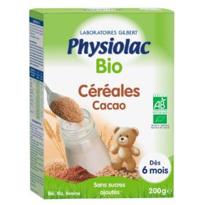 Physiolac Céréales Bio Cacao 6 mois, 200g