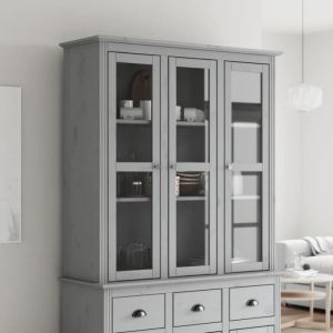 VidaXL Armoire avec portes vitrées BODO gris bois de pin massif