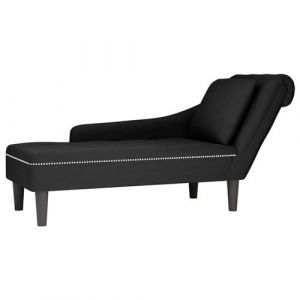 VidaXL Fauteuil long avec coussin et accoudoir droit noir velours