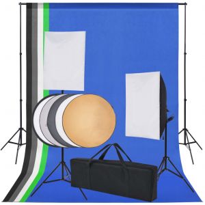 VidaXL Kit de studio 5 toiles de fond color?es et 2 bo?tes ? lumi?re