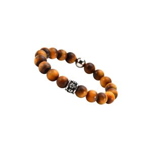 Bracelet Grosses Perles ?il De Tigre Pierres Naturelles Tête De Mort