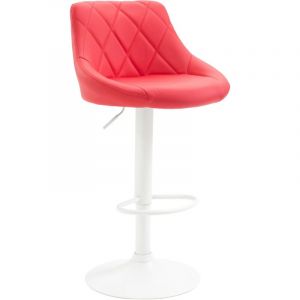 CLP Tabouret de bar Lazio en similicuir avec pied en métal, Rouge/Blanc