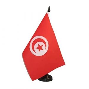 Image de AZ FLAG Drapeau de Table Tunisie 21x14cm - Petit Drapeaux DE Bureau Tunisien 14 x 21 cm