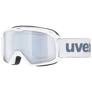 Uvex Unisexe - Adulte, Elemnt FM, Masque de Ski Blanc mat/Argent-Bleu, Taille Unique