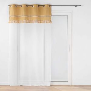 Douceur d'intérieur, Voilage à Œillets (140 x 240 cm) Janara Ocre, Voile Sablé avec Top Polycoton et Jute