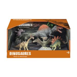 Set de 5 figurines dinosaures (mod&egrave;le al&eacute;atoire) - Marron