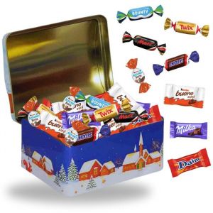 Boite de Noël garnie dun Assortiment de 40 Chocolats: Célébrations Milka Daim Kinder Schokobons et Mini Bueno à Offrir