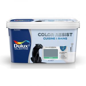 Image de Dulux Valentine Peinture cuisine et salle de bain Color resist bleu gris satin 2L