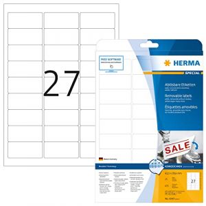 Herma 4347 Étiquettes movables/amovibles 63,5 x 29,6 A4 Blanc
